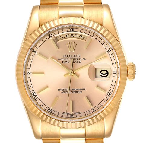 mens rolex president day-date 36mm yellow gold watch|rolex day date 118238.